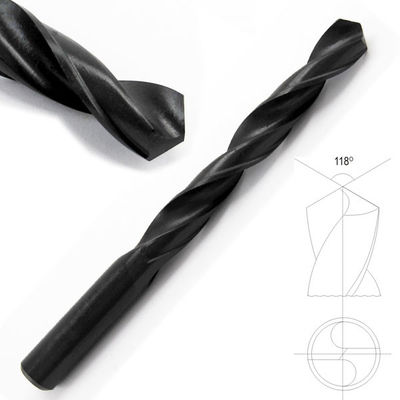 Brocas DIN338 HSS con vástago recto, óxido negro, punta de 118 grados