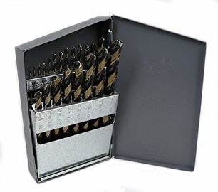 21pc HSS M2 Perforación Bit Set 1/64-1/2in Oro negro acabado caja de acero