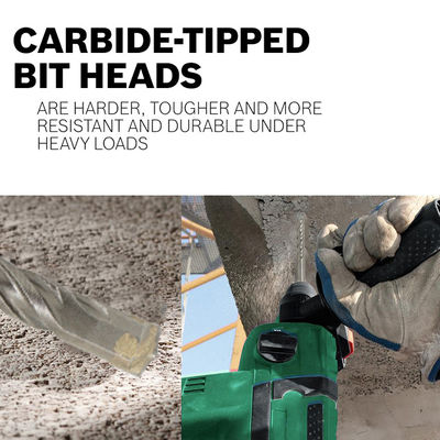 Juego de 5 brocas para mampostería de carburo de tungsteno con revestimiento de cromo