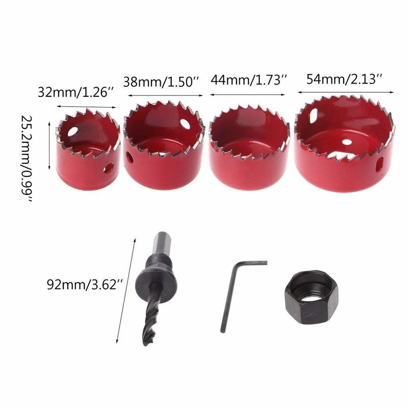 Juego de 6 sierras de corona de acero al carbono para carpintería 32-54mm