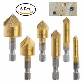 6 piezas de HSS Titanio recubierto de 90 grados contra el sumidero de perforación Bit Set