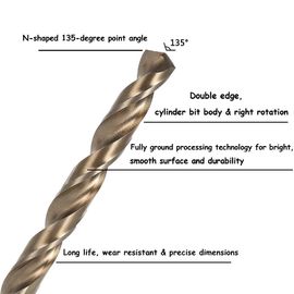 Tipo recto de la flauta del espiral de la caña del cobalto M35 del acero del HSS de las brocas métricas de la torsión